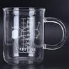 BORDSTRACT Tazza con Bicchiere in Vetro, 450 Ml/16 Once Tazza con Bicchiere in Borosilicato Divertente Graduato con Manico Scala Per Tazza da Caffè E Diagramma Molecolare della Caffeina Per Gli Amanti della Biol