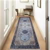Siunwdiy Passatoia Tappeto Corridoio Blu 3.2 metri Vintage Boho Tappeto Passatoia Corridoio Tappeto Ingresso Interno Lungo per Corridoio Salotto Camera da Letto,80x320cm
