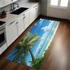 Generic Blu Tappeto Cucina Antiscivolo 50x180 cm palma di mare Resistente Anti-fatica Passatoia Cucina Sala da Pranzo Corridoio Moderno Multiuso
