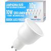 Bratek 10 Lampadine GU10 Led 6000k Luce Fredda con Chip Osram, 10W 120lm/W | 1200Lumen Totali, Equivalenti a Faretti GU10 Alogeni da 100w - Lampadine x Faretti Led Soffitto, Angolo Illuminazione 110°