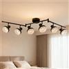 HiBay Plafoniera Led Soffitto 6 Luci Nero Orientabili E14 Faretti Led Soffitto Vintage Industriale per Soggiorno Camera da Letto Cucina(Senza Lampadina)