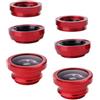 HAKIDZEL Set di Lenti per Smartphone Fisheye 180° Rosso in Metallo, 2 Set | Microfibra Lens Bag Inclusa, Effetto 0, 67 e Zoom 10x, per Viaggio e Architettura