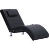 vidaXL Chaise longue da massaggio con cuscino in Pelle finta nera