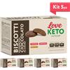 Love Keto Biscotti Ricoperti Di Cioccolato Al Cacao 3 Confezioni da 40 Grammi Kit 5 Pezzi