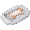 Medi Partners Riduttore Lettino Neonato - 100x60x15 Nido Antisoffoco Neonati Bozzolo Culla per Bebè Cuscino 100% Cotone Minky (Cervo in foglie con Minky grigio)