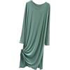 MGDIFYXAA Camicia da Notte Casual in Cotone Modal, Comoda, A Maniche Lunghe, da Donna, Ampia, Primaverile, Autunnale, Camicia da Notte Femminile Verde XL