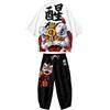 Doslavida - Set cardigan kimono giapponese da uomo, stile cinese, stampato, giacca e pantaloni, aperto sul davanti, a sette maniche, S