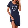 Demegimi Camicia da Notte Donna Cotone Estiva Camicia Notte con Stampa a Cuore Vestaglia Girocollo a Maniche Corte Pigiama Casual per Casa