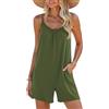 BEIGAI Salopette da donna corte, estive, pantaloni da lavoro, eleganti, casual, senza maniche, con spalline larghe, con tasche grandi, verde militare, L