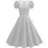 Genérico Abiti Rockabilly Anni 50 Vintage Abiti Estivi Donna con Maniche Corte A Pois Stile Swing al Ginocchio Vestito Donna Elegante Cocktail con Fascia Abito Fiamminga, Z Bianco, XL