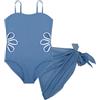 Fjquamitix Costume da bagno da bambina con gonna coprente, costume da bagno intero, spalline regolabili, More Blu, 11-12 jaar