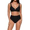 Amexo Bikini Donna Due Pezzi Vita Alta Costumi da Bagno Push Up Imbottito Bikini Mare Sexy Top Bikini Push up con Scollo a V e Slip per Il Controllo della Pancia (IT, Testo, XL, Regular, Regular)