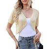 Totatuit Bolero Donna Cardigan Estivo Lavorato a Maglia Corto Coprispalle Primaverile Aperta Senza Bottoni Donna Elegante Moda Fit Elastico Cardigan da Party Autunno Beige XXL