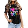 SUWATOIN Maglietta da donna anni '80, con scritta I Love The 80, a maniche corte, stile retrò, per feste in maschera, pop star