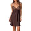 MKLQLS negligé da Donna in Raso - Camicia da Notte Sexy con Lacci sul Retro E Spalline Sottili, Camicia da Notte in Morbida Rete, Babydoll Corta, Sottoveste con Scollo a V, Pigiama Marrone L