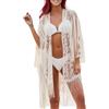 Sahunfri Elegante copertura da spiaggia in pizzo da donna, lungo e fluido, copricostume da bagno leggero, per piscina, taglie forti (90 x 120 cm), Beige, Taglia unica