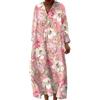 Mfhmom Vestito Lungo Donna Estivo Boho Chic Abito Maxi Scollo a V Manica Lunga Kaftano Etnico Copricostume Mare Spiaggia Casual Oversize Cotone Lino Elegante Fantasia Floreale Cerimonia Giorno Taglie Forti