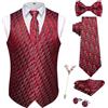 SzonMcnl Giubbotto di Natale per festa di Natale Happy Santa Claus, motivo natalizio a tema gilet cravatta papillon set fazzoletto da taschino, Colore: rosso, L
