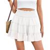 CMTOP Gonna Donna Corta Estiva Elastica a Vita Alta Minigonna A-Linea Balze Tulle Gonne Elegante Tinta Unita Gonna Pantaloncino Spiaggia Mini Gonna con Pantaloncini sotto