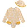 WYTbaby Abbigliamento UV per Bambini, Ragazze, a Manica Lunga, Costume da Bagno per Neonati con Cappello, Abbigliamento UV per Bambini, Ragazze, per Bambini da 3 Mesi a 3 Anni, 18-24 Mesi