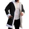 Genérico Giacca di Natale da uomo Cardigan di Natale Cappotto con motivo natalizio Giacca con cappuccio e fodera in pile per feste vestito di Babbo Natale
