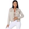 Nina Carter J212 Giacca di jeans da donna slim fit - Giacca colorata per le mezze stagioni con colletto e tasche - Primavera ed Estate Giacca Stretch, Crema (J212-25), XL