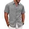 PJ PAUL JONES Camicia da uomo a maniche corte, per il tempo libero, con bottoni, estiva, da spiaggia, vestibilità regolare, camicia da uomo, Grigio chiaro, XL
