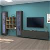 Dmora Parete Attrezzata Egidio 30x350x180h cm Nero Antracite 18 Ripiani 3 Ante, 21 Vani Made in Italy