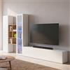 Dmora Parete Attrezzata Eugenio 30x320x180h cm Bianco Lucido 15 Ripiani 3 Ante, Apertura Battente e a Ribalta Made in Italy