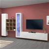 Dmora Parete Attrezzata Davis 30x310x180h cm Bianco Lucido 18 Ripiani 3 Ante, 21 Vani Made in Italy