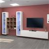 Dmora Parete Attrezzata Egidio 30x350x180h cm Bianco Lucido 18 Ripiani 3 Ante, 21 Vani Made in Italy