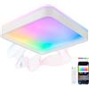 KSIX smart your tech Plafoniera SmartLED KSIX Stellar Plus, quadrata, altoparlante, RGBIC + CCT, 49 x 49 x 7,5 cm, 4450 lm, 35 W, App Tuya, bianco
