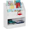Relaxdays Scaffale Portagiochi Bambini, Libreria con 5 Scomparti Porta Libri e Giocattoli, HLP: 80 x 70 x 30 cm, Bianco