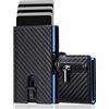 VpiuV® Portafoglio Uomo Portmonee Uomo, Blu carbonio, 10x6.5x1.5cm, Minimalista