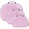 VKZ Set di 3 Beauty Case Donna Rigidi da Viaggio, Beautycase da Viaggio Donna Grande, Medio e Piccolo, Porta Trucchi con Maniglia e Cerniera,Rosa3