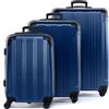 FERGÉ set di 3 valigie viaggio QUÉBEC - bagaglio rigido dure leggera 3 pezzi valigetta 4 ruote blu