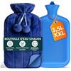 volila Borsa Dell'acqua Calda Grande da 3,5 Litri con Cerniera e Tasca per le Mani - Borsa Acqua Calda Rivestita in Pelliccia Sintetica Blu per Sollievo dal Dolore - Morbida e Lavabile (1 Pezzo)