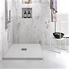 Yellowshop - Piatto doccia quadrato marmoresina 80x80 o 90x90 cm h 2,5 cm HEAVY Bianco con sifone, piletta e copripiletta inox (cm 80x80)