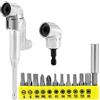 QWORK® 2 pezzi adattatore per cacciavite ad angolo di 105° lungo + corto, albero esagonale da 1/4 di pollice, con 12 punte per cacciavite