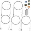 Coztie Corda per foto, 5 fili per foto con magneti, corda per foto, corda per foto, corda in acciaio inox con 60 magneti a bottone, catena per foto in acciaio con occhielli e ganci, ideale per foto 2 m x 1,5