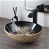 Kiciykc Lavabo Ovale Per Bagno 33x41x13 cm Da Appoggio in Ceramica Nero