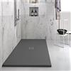 Yellowshop - Piatto doccia rettangolare marmoresina base 80 cm h 2,5 cm HEAVY Antracite con sifone, piletta e copripiletta inox (80x140 cm)