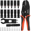 QLOUNI Set di Pinze a Crimpatura Solare, 1 Pinza Crimpatrice per Pannelli Solare da 2.5-10 mm², 6 Paia di Connettori Maschio/Femmina per 10mm² Cavo solare, 6 Paia Connettori Fotovoltaici e 1 Chiavi