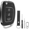guobinZH Guscio Chiave per Auto Compatibile Hyundai i40 i30 i20 i10 ix20 ix30 ix35 | guobinZH Santa Fe Tucson 3 Tasti Telecomando Custodia Chiave Cover Ricambio con Portachiavi