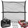 VGECEE Rete Bagagliaio Auto con 4 Moschettoni + 4 Ganci ABS+1 Borsa Portaoggetti | 120×120cm Estendibile Fino a 210×210cm, Eelastica Rete per Cani Auto, Portaoggetti Bagagliaio Rete da Carico per Camion