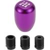 Partuto Pomello Del Cambio Universale 1 Set Viola Bianco Lega Alluminio | 5.4cm x 3.9cm, 3 Adattatori Filettatura 8mm/10mm/12mm, Per Veicoli Manuali 5 Velocità, Installazione Facile