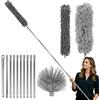 Thryvix 4 Pezzi Spolverino Telescopico, Kit di Pulizia in Microfibra con Asta Allungabile, Togli Ragnatele e Testina in ciniglia per spolverare, Ventilatori, Tapparelle e Finestre
