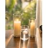 Romadedi Portacandele a cilindro in vetro per decorazione da tavolo, set di 3 portacandele ispessito migliorato per candele, vaso di vetro cilindrico per soggiorno, decorazione esterna e balcone