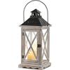Sziqiqi Lanterna Vintage Grande in Legno, 48 cm, Bianco Antico
