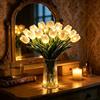 Generic Radiant Romantic Tulip Light,15 Pcs Twinkling Tree Tulips LED Lighted Artificial Flowers that Never Fade,Flower Shaped Ambient Night Lamp for Bedroom Bedside Decor & Gift (White)
